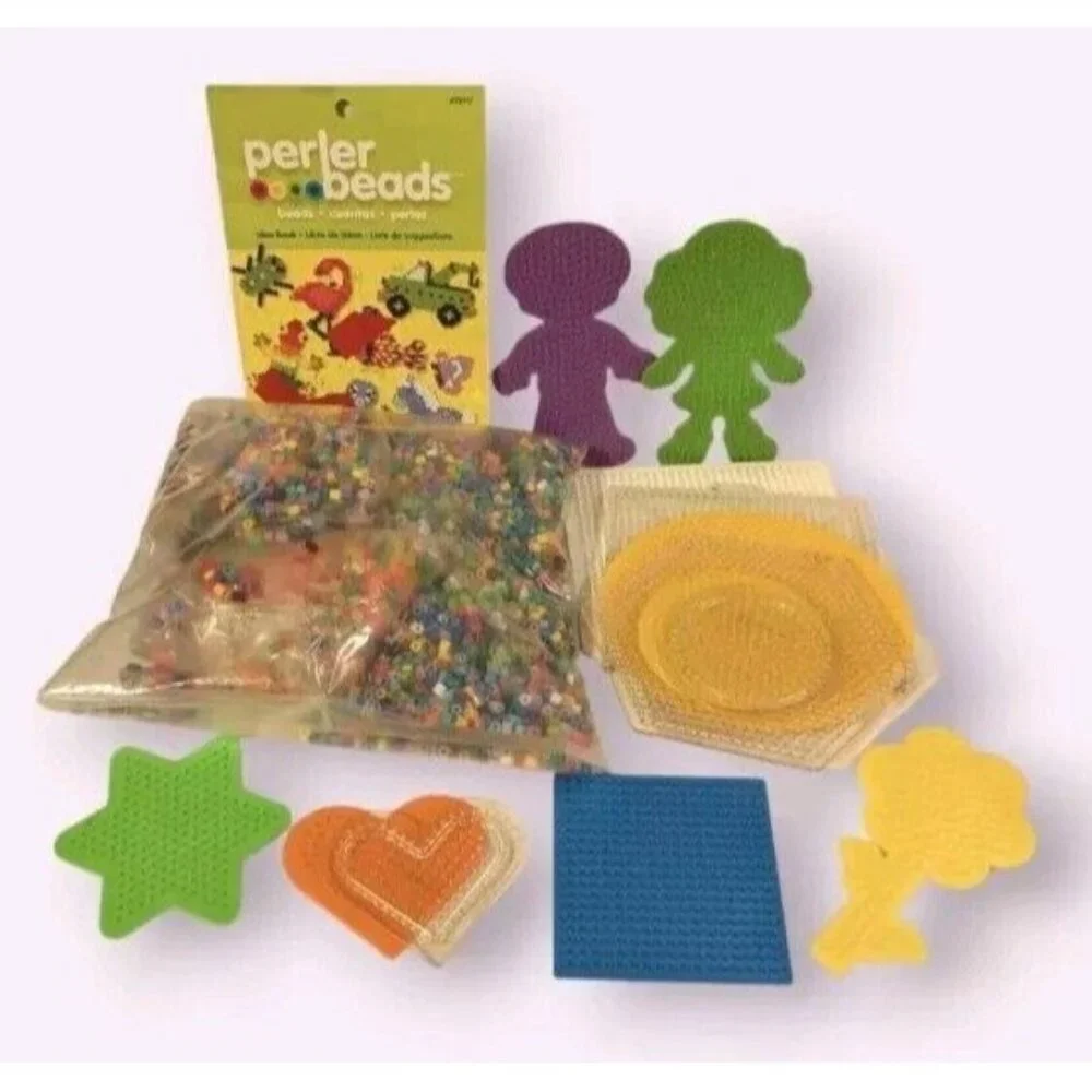 Perler Beads Pegboards Lot Shapes Heart Flower Girl Boy Square Star Booklet Lot